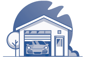 home with car in garage icon